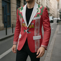 Mate Ma'a Tonga Rugby Custom Blazer Tongan Kahoa Lei Ngatu Pattern Red LT14 - Polynesian Pride