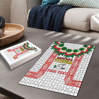 Mate Ma'a Tonga Rugby Custom Puzzle Tongan Kahoa Lei Ngatu Pattern White LT14 - Polynesian Pride