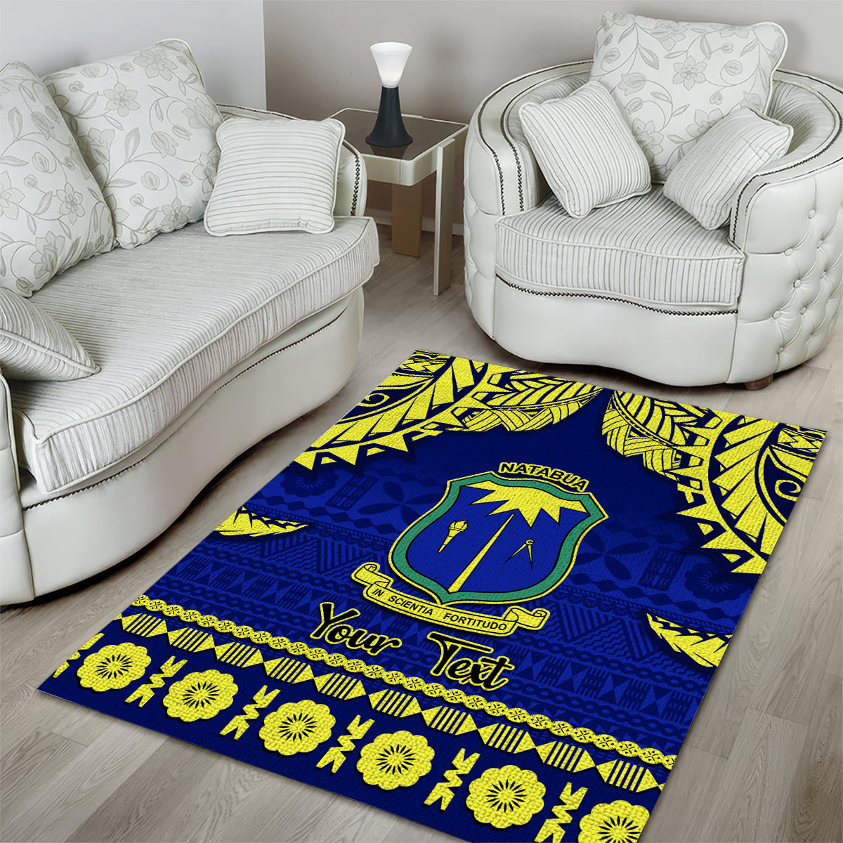 Personalised Fiji Natabua High School Area Rug Fijian Tapa Pattern LT14 - Polynesian Pride