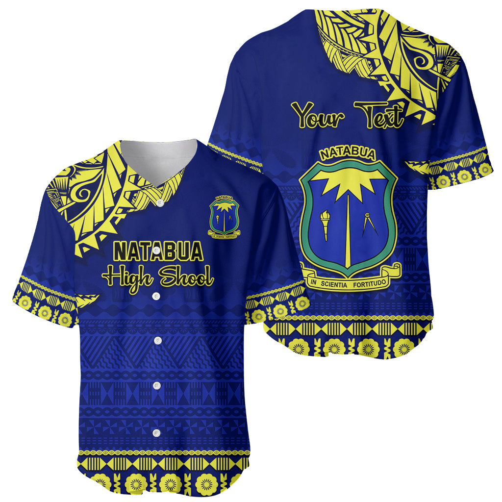 Personalised Fiji Natabua High School Baseball Jersey Fijian Tapa Pattern LT14 - Polynesian Pride