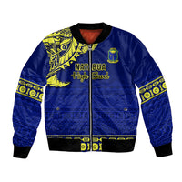 Personalised Fiji Natabua High School Bomber Jacket Fijian Tapa Pattern LT14 Unisex Blue - Polynesian Pride