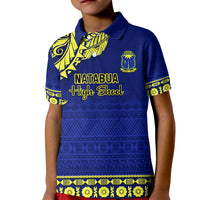 Personalised Fiji Natabua High School Kid Polo Shirt Fijian Tapa Pattern LT14 Kid Blue - Polynesian Pride