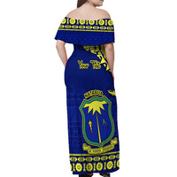 Personalised Fiji Natabua High School Off Shoulder Maxi Dress Fijian Tapa Pattern LT14 - Polynesian Pride
