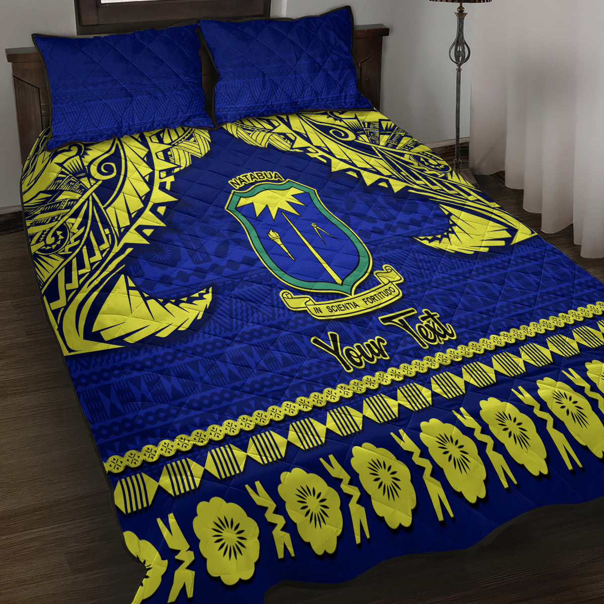 Personalised Fiji Natabua High School Quilt Bed Set Fijian Tapa Pattern LT14 - Polynesian Pride