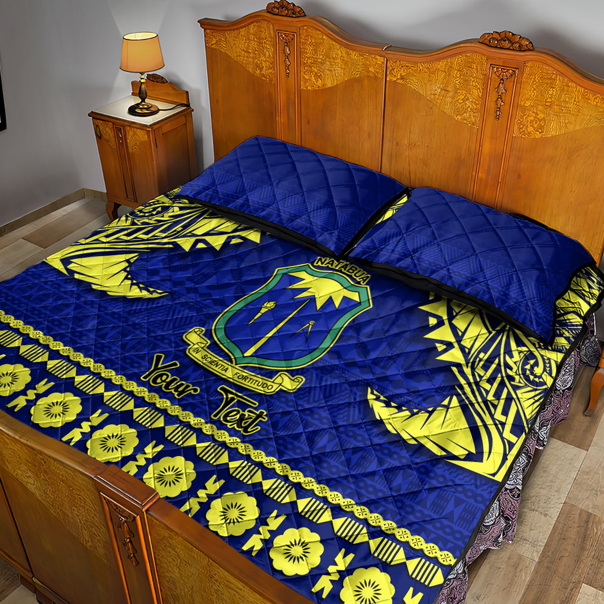 Personalised Fiji Natabua High School Quilt Bed Set Fijian Tapa Pattern LT14 - Polynesian Pride