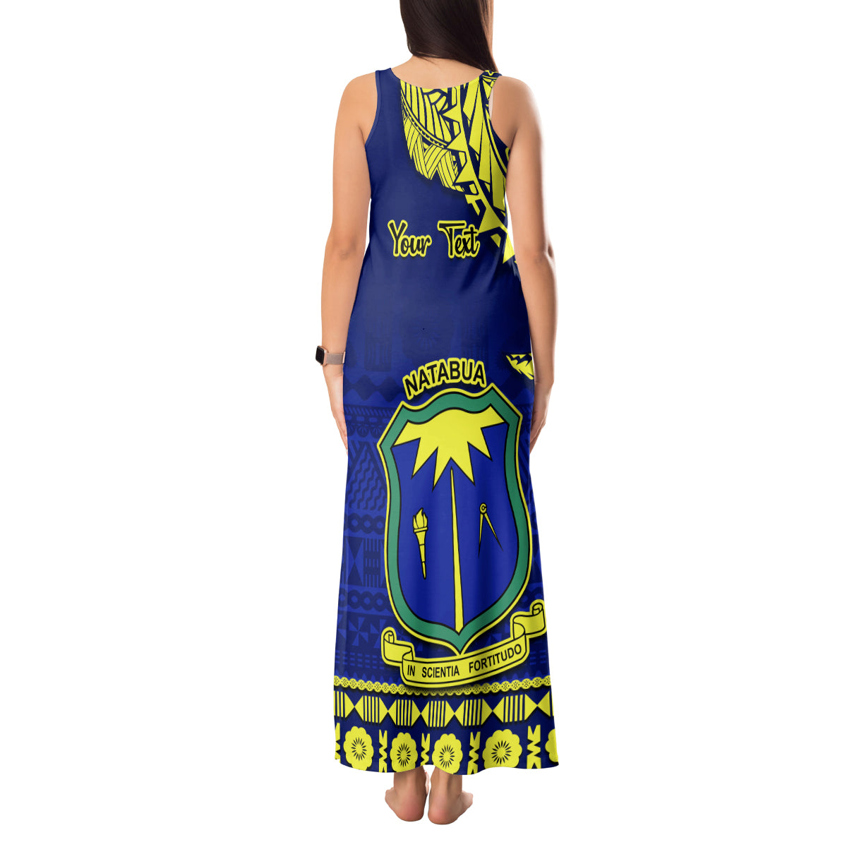 Personalised Fiji Natabua High School Tank Maxi Dress Fijian Tapa Pattern LT14 - Polynesian Pride
