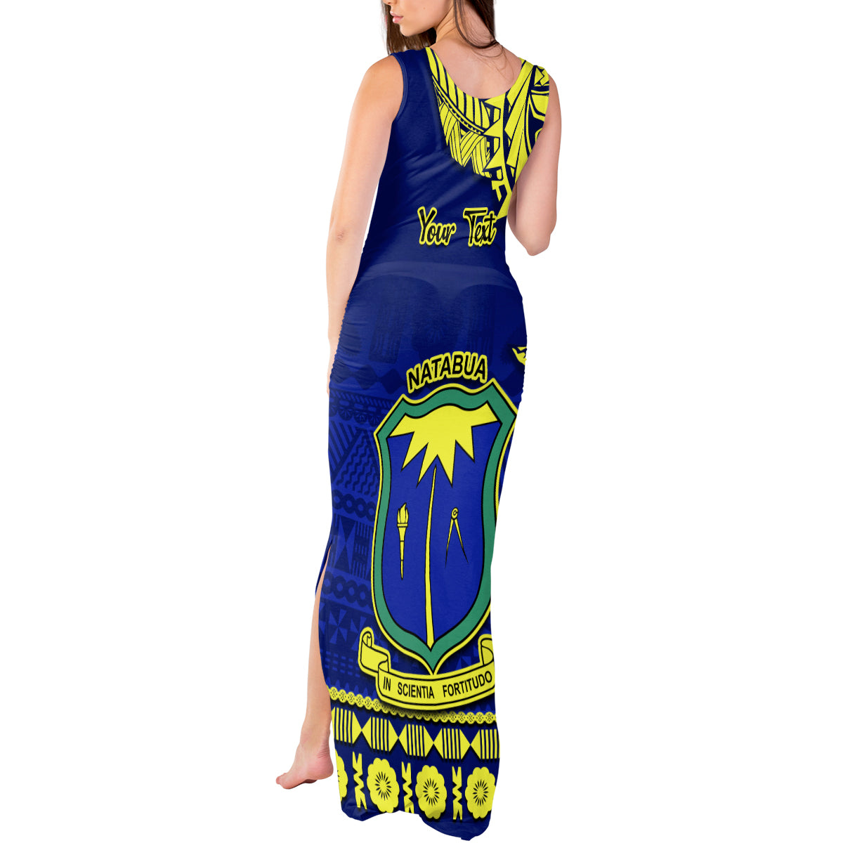 Personalised Fiji Natabua High School Tank Maxi Dress Fijian Tapa Pattern LT14 - Polynesian Pride