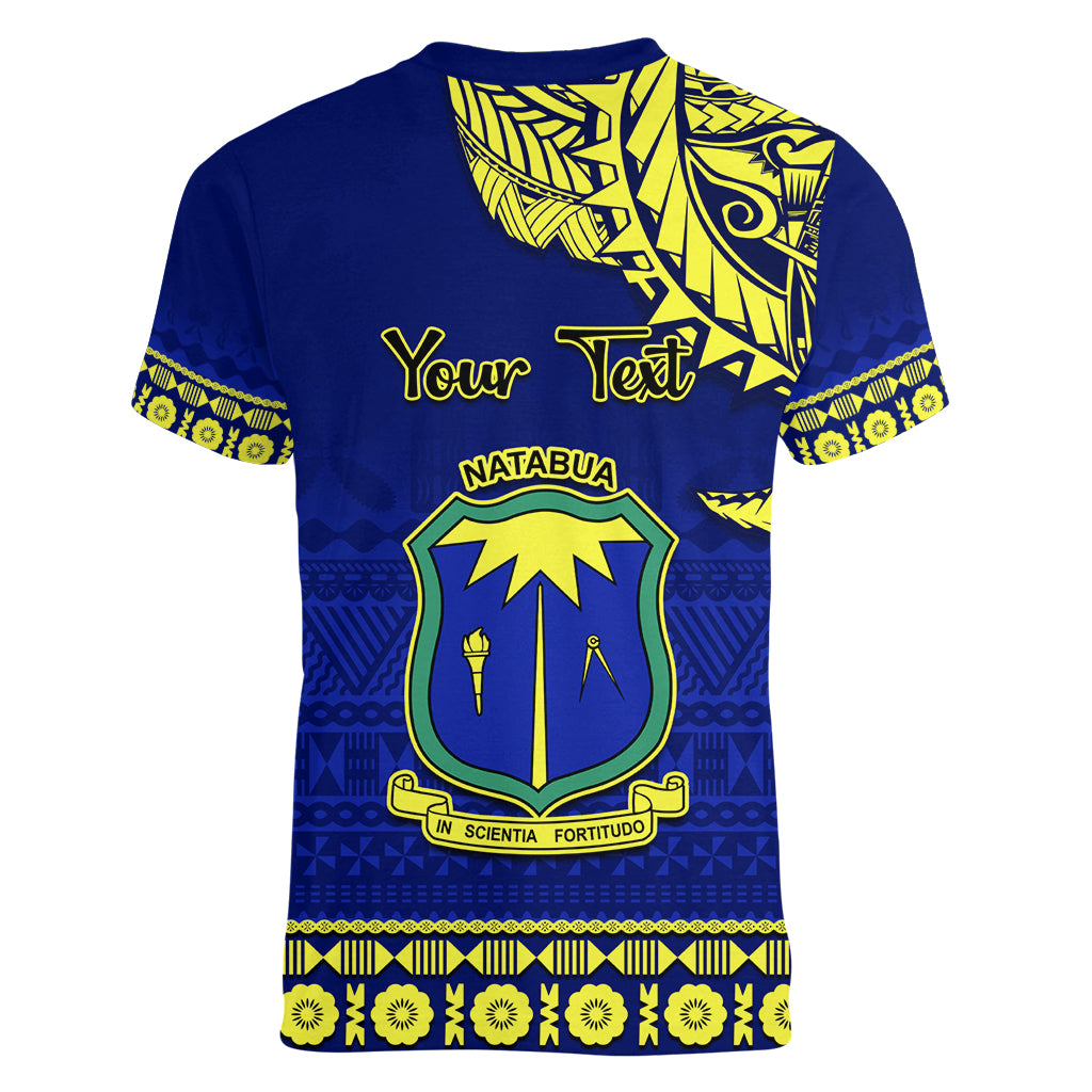 Personalised Fiji Natabua High School Women V Neck T Shirt Fijian Tapa Pattern LT14 - Polynesian Pride