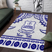 Personalised Fiji Labasa College Area Rug Fijian Tapa Pattern LT14 White - Polynesian Pride