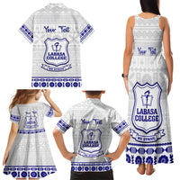 Personalised Fiji Labasa College Family Matching Tank Maxi Dress and Hawaiian Shirt Fijian Tapa Pattern LT14 - Polynesian Pride
