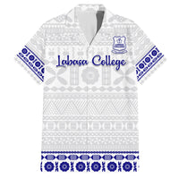 Personalised Fiji Labasa College Family Matching Tank Maxi Dress and Hawaiian Shirt Fijian Tapa Pattern LT14 Dad's Shirt - Short Sleeve White - Polynesian Pride