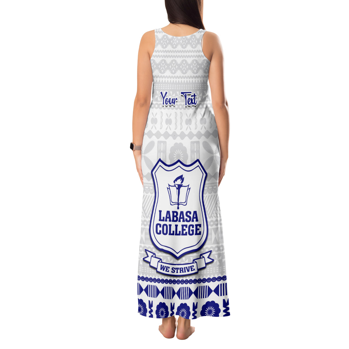 Personalised Fiji Labasa College Tank Maxi Dress Fijian Tapa Pattern LT14 - Polynesian Pride