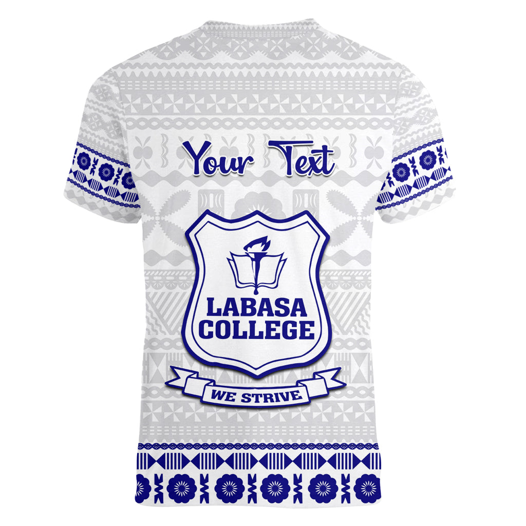 Personalised Fiji Labasa College Women V Neck T Shirt Fijian Tapa Pattern LT14 - Polynesian Pride