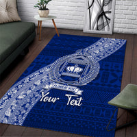 Personalised Fiji Queen Victoria School Area Rug Fijian Tapa Pattern LT14 Blue - Polynesian Pride