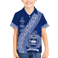 Personalised Fiji Queen Victoria School Kid Hawaiian Shirt Fijian Tapa Pattern LT14 Kid Blue - Polynesian Pride
