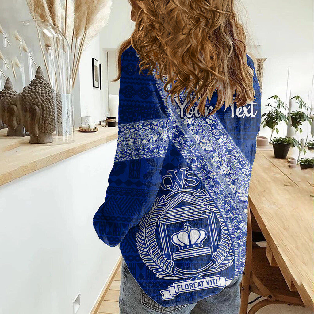 Personalised Fiji Queen Victoria School Women Casual Shirt Fijian Tapa Pattern LT14 - Polynesian Pride