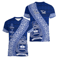 Personalised Fiji Queen Victoria School Women V Neck T Shirt Fijian Tapa Pattern LT14 - Polynesian Pride
