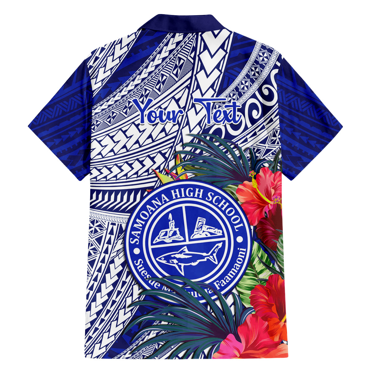 Personalised Samoana High School Family Matching Off Shoulder Maxi Dress and Hawaiian Shirt American Samoa Schools Polynesian Tropical Flowers LT14 - Polynesian Pride
