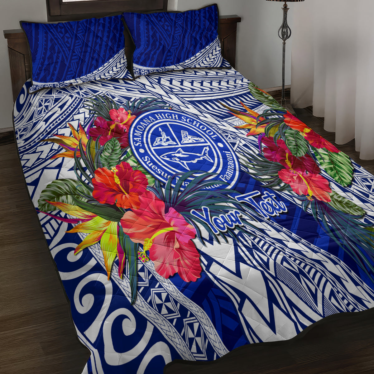 Personalised Samoana High School Quilt Bed Set American Samoa Schools Polynesian Tropical Flowers LT14 - Polynesian Pride