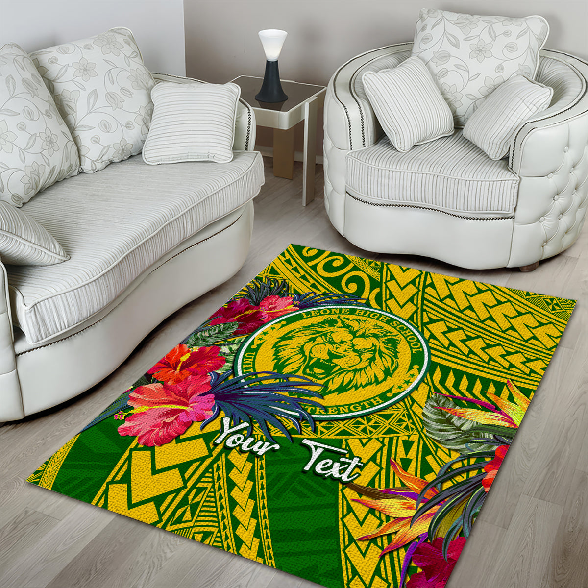 Personalised Leone High School Area Rug American Samoa Schools Polynesian Tropical Flowers LT14 - Polynesian Pride