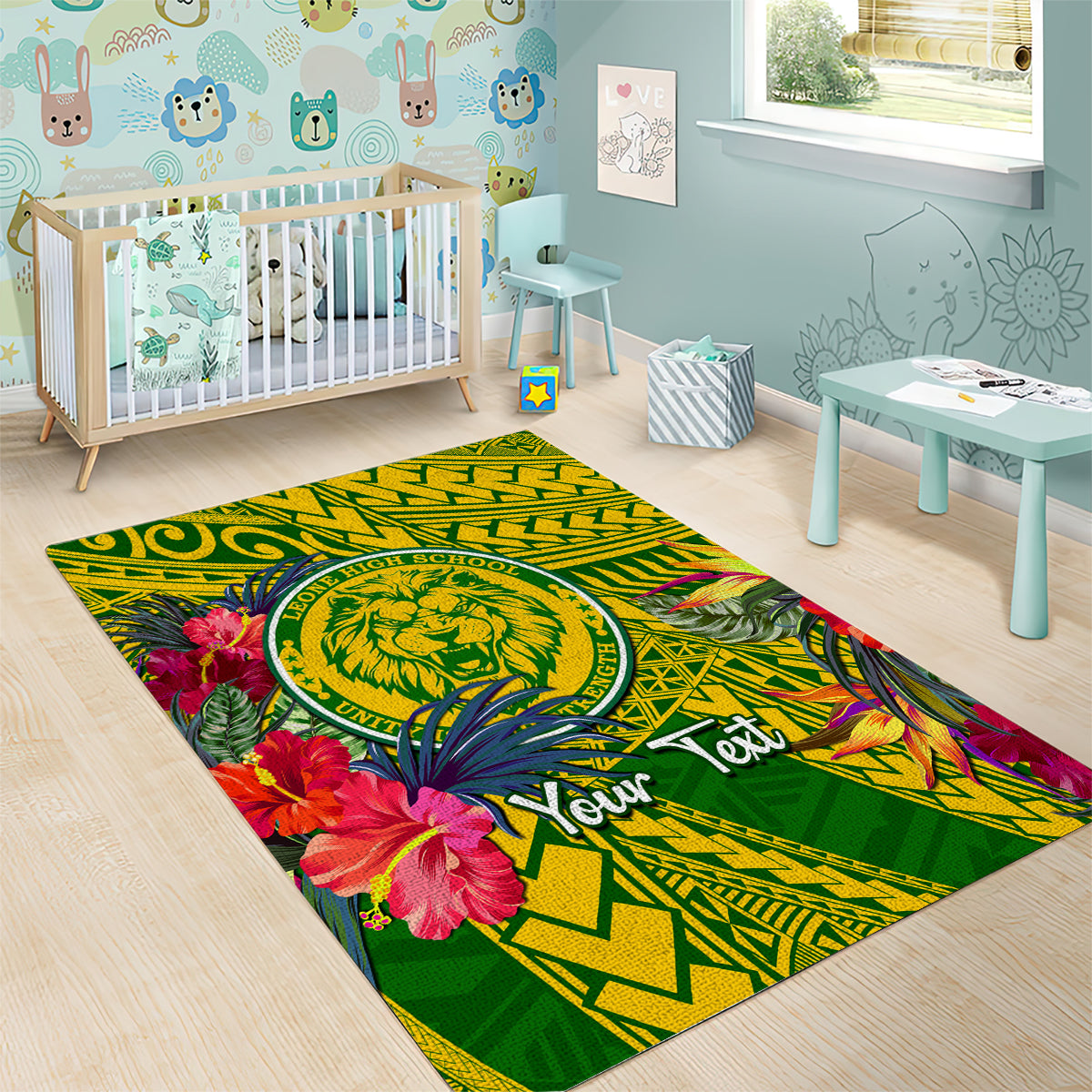 Personalised Leone High School Area Rug American Samoa Schools Polynesian Tropical Flowers LT14 - Polynesian Pride