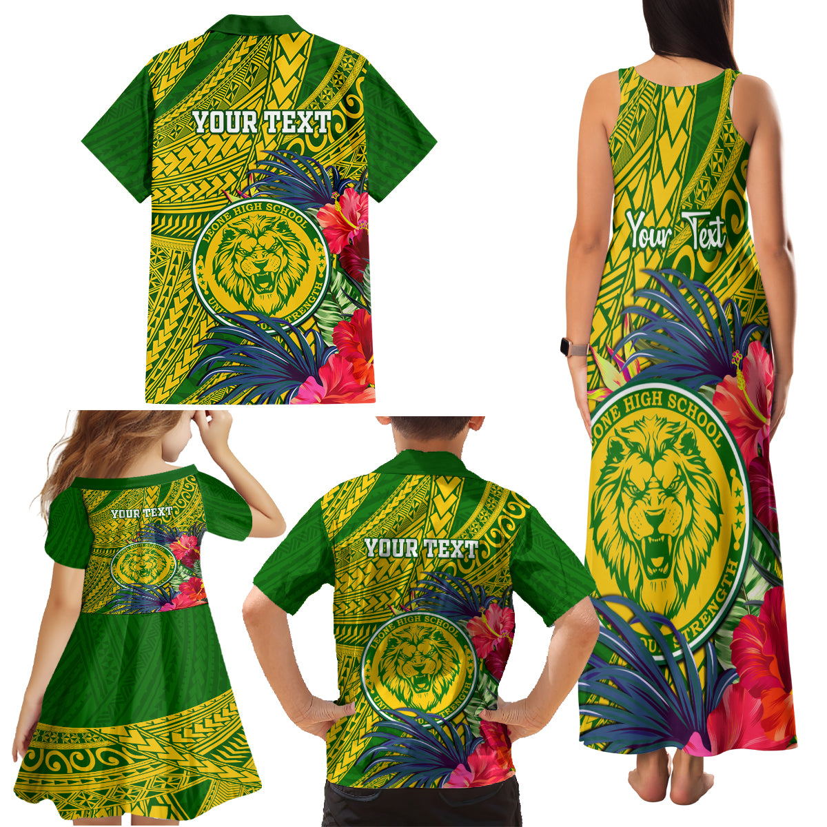 Personalised Leone High School Family Matching Tank Maxi Dress and Hawaiian Shirt American Samoa Schools Polynesian Tropical Flowers LT14 - Polynesian Pride
