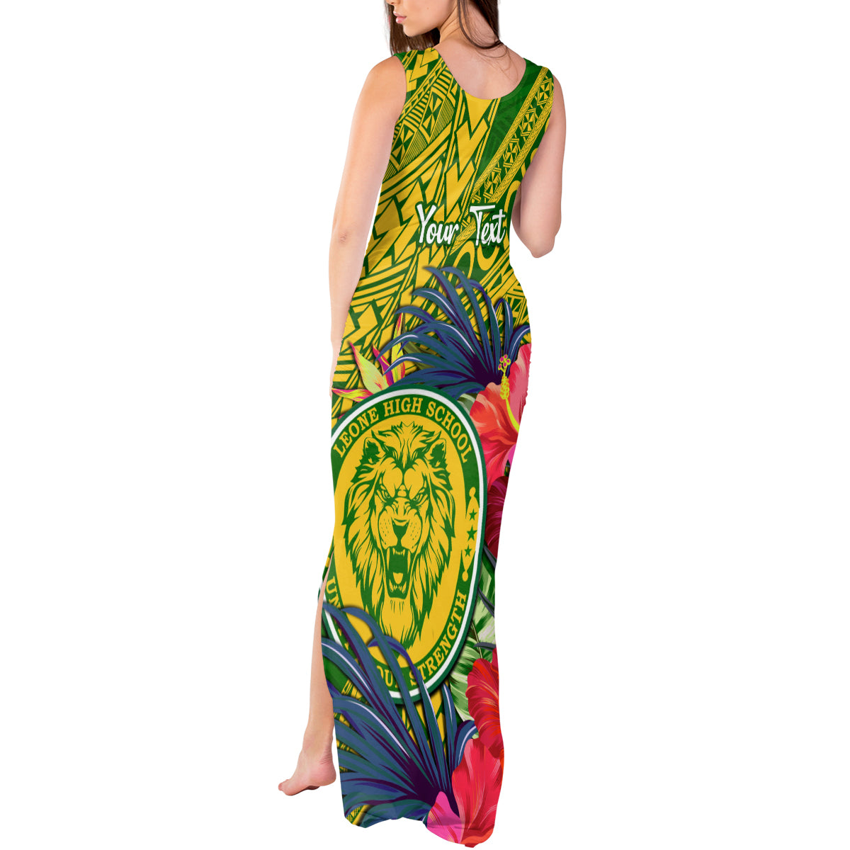 Personalised Leone High School Tank Maxi Dress American Samoa Schools Polynesian Tropical Flowers LT14 - Polynesian Pride