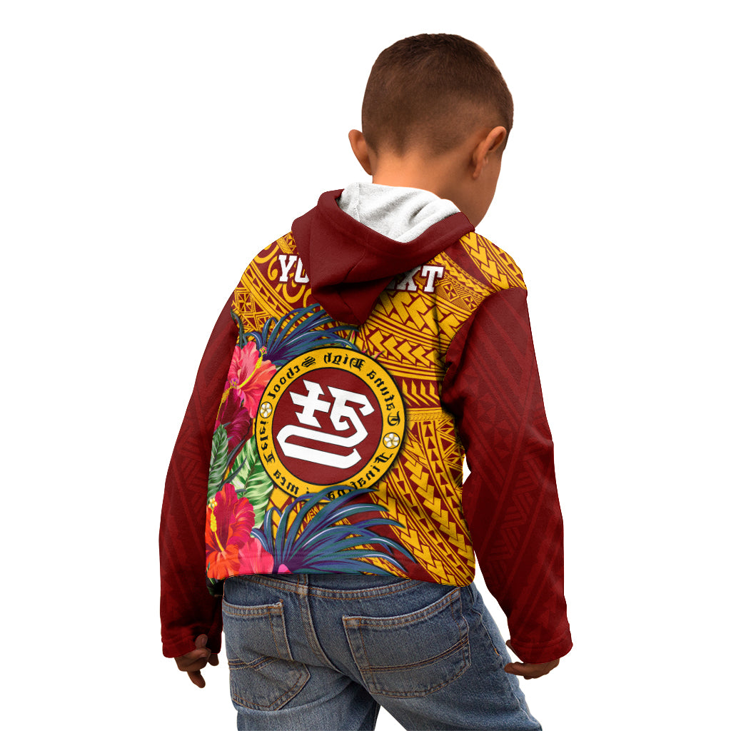 Personalised Tafuna High School Kid Hoodie American Samoa Schools Polynesian Tropical Flowers LT14 - Polynesian Pride