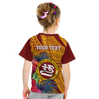 Personalised Tafuna High School Kid T Shirt American Samoa Schools Polynesian Tropical Flowers LT14 - Polynesian Pride
