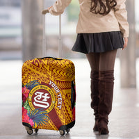 Personalised Tafuna High School Luggage Cover American Samoa Schools Polynesian Tropical Flowers LT14 - Polynesian Pride