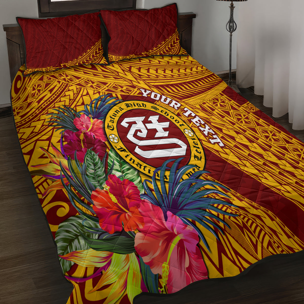 Personalised Tafuna High School Quilt Bed Set American Samoa Schools Polynesian Tropical Flowers LT14 - Polynesian Pride