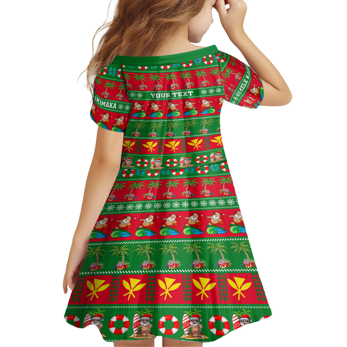 Personalised Hawaii Christmas Kid Short Sleeve Dress Mele Kalikimaka LT14 - Polynesian Pride