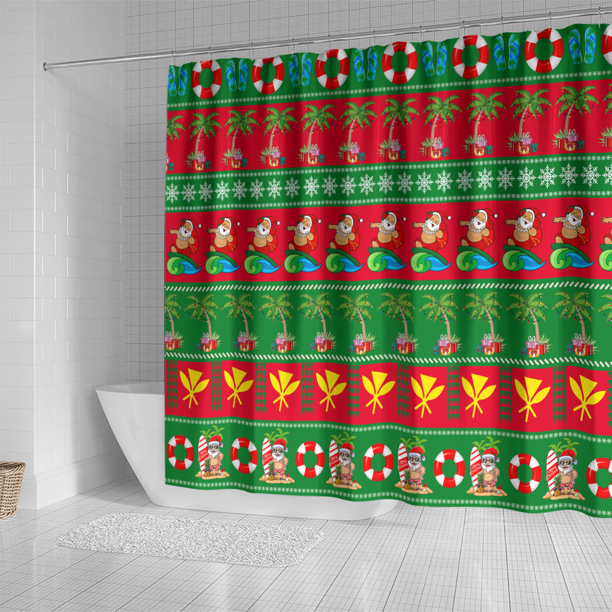 Hawaii Christmas Shower Curtain Mele Kalikimaka LT14 - Polynesian Pride
