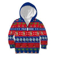 Personalised Guam Christmas Kid Hoodie Felis Pasgua LT14 Zip Hoodie Blue - Polynesian Pride