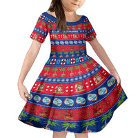 Personalised Guam Christmas Kid Short Sleeve Dress Felis Pasgua LT14 KID Blue - Polynesian Pride
