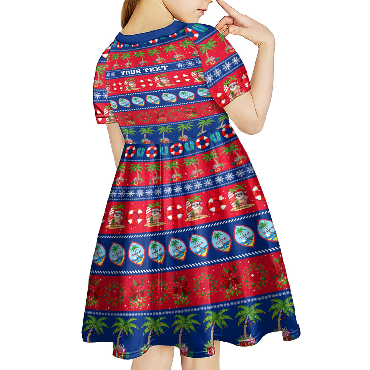Personalised Guam Christmas Kid Short Sleeve Dress Felis Pasgua LT14 - Polynesian Pride