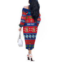 Personalised Guam Christmas Off The Shoulder Long Sleeve Dress Felis Pasgua LT14 - Polynesian Pride