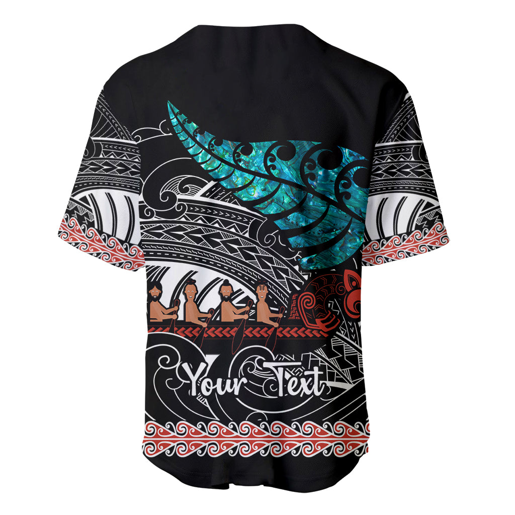 Personalised New Zealand Waka Baseball Jersey Aotearoa Maori Silver Fern Pattern LT14 - Polynesian Pride
