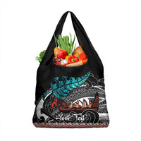 Personalised New Zealand Waka Grocery Bag Aotearoa Maori Silver Fern Pattern