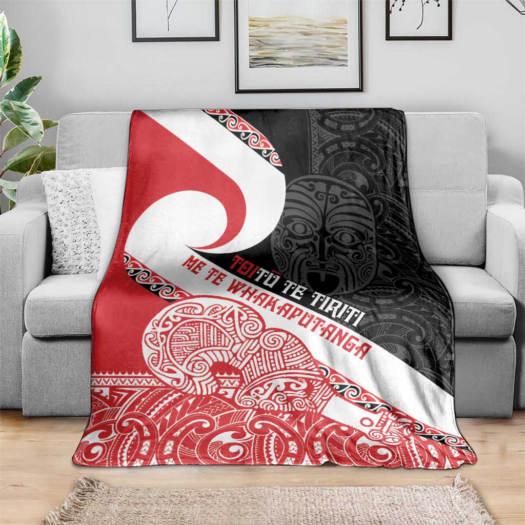 Toitu Te Tiriti Me Te Whakaputanga Blanket Maori Wahaika With Haka Face