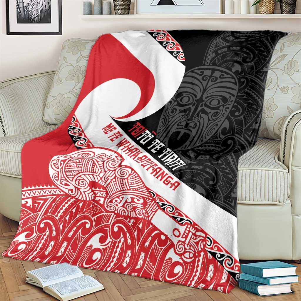 Toitu Te Tiriti Me Te Whakaputanga Blanket Maori Wahaika With Haka Face