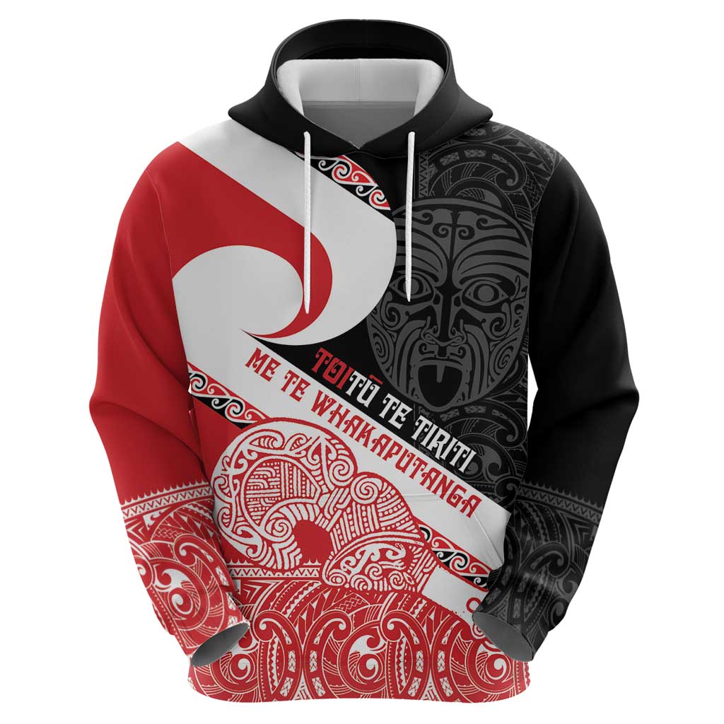 Toitu Te Tiriti Me Te Whakaputanga Zip Hoodie Maori Wahaika With Haka Face