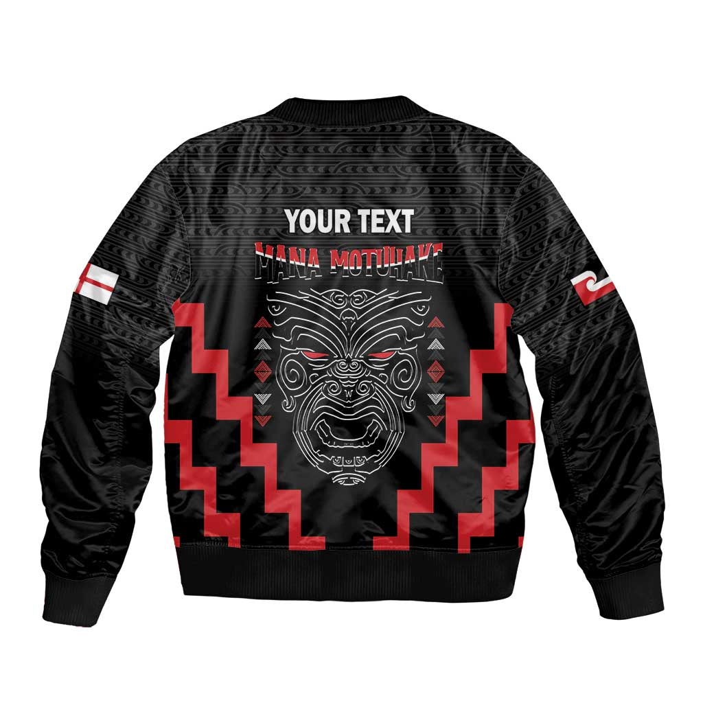Personalised Toitu Te Tiriti Mana Maori Motuhake Bomber Jacket Aotearoa Haka Face Mix Poutama Art