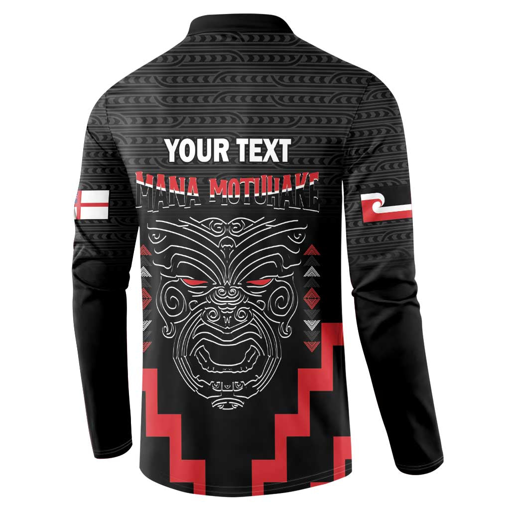 Personalised Toitu Te Tiriti Mana Maori Motuhake Button Sweatshirt Aotearoa Haka Face Mix Poutama Art LT14 - Polynesian Pride