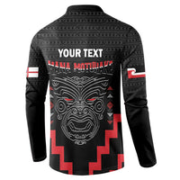 Personalised Toitu Te Tiriti Mana Maori Motuhake Button Sweatshirt Aotearoa Haka Face Mix Poutama Art LT14 - Polynesian Pride