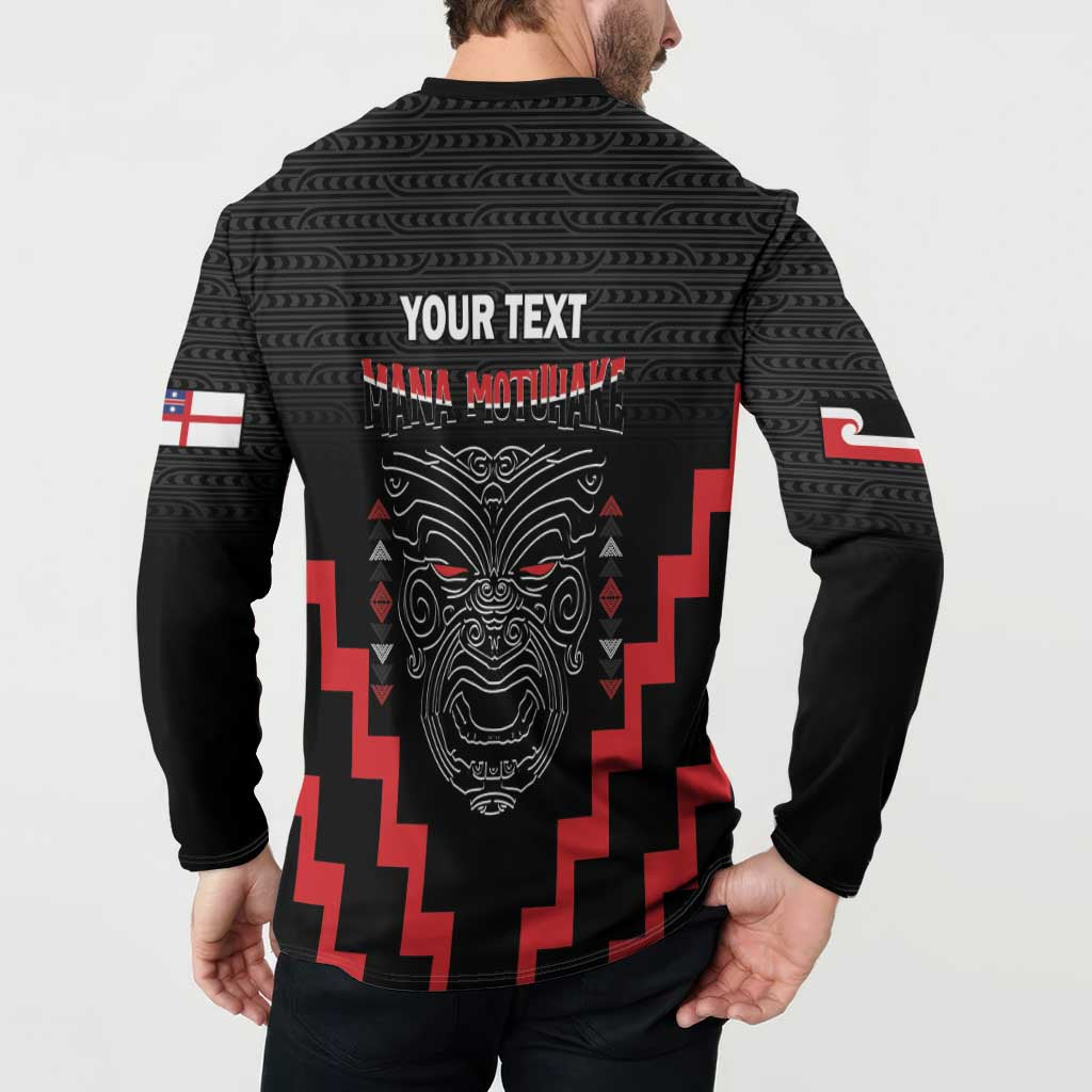 Personalised Toitu Te Tiriti Mana Maori Motuhake Button Sweatshirt Aotearoa Haka Face Mix Poutama Art LT14 - Polynesian Pride