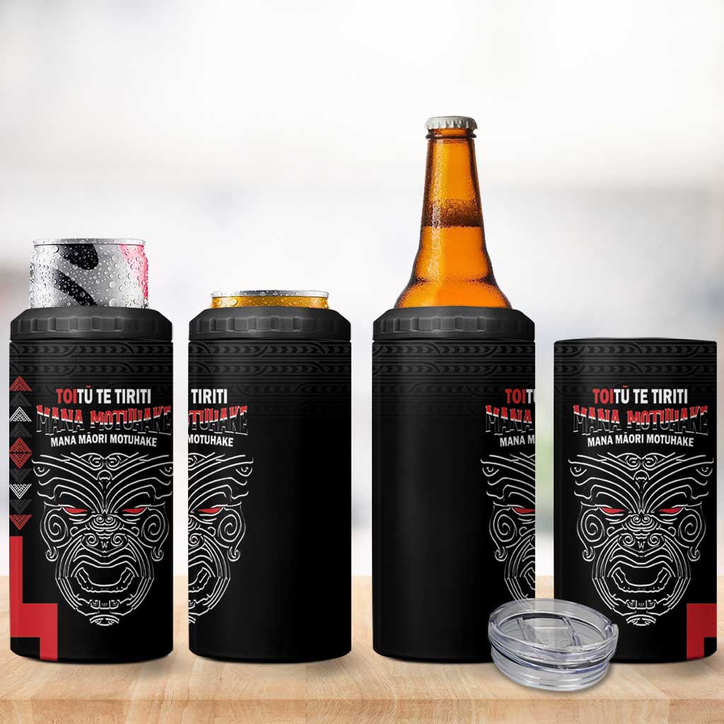 Toitu Te Tiriti Mana Maori Motuhake 4 in 1 Can Cooler Tumbler Aotearoa Haka Face Mix Poutama Art
