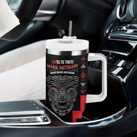 Toitu Te Tiriti Mana Maori Motuhake Tumbler With Handle Aotearoa Haka Face Mix Poutama Art