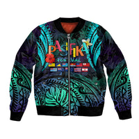 Personalised Pasifika Festival Auckland Bomber Jacket 2024 Pacific Islands Polynesian Pattern LT14 Unisex Purple - Polynesian Pride