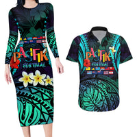 Personalised Pasifika Festival Auckland Couples Matching Long Sleeve Bodycon Dress and Hawaiian Shirt 2024 Pacific Islands Polynesian Pattern LT14 Purple - Polynesian Pride